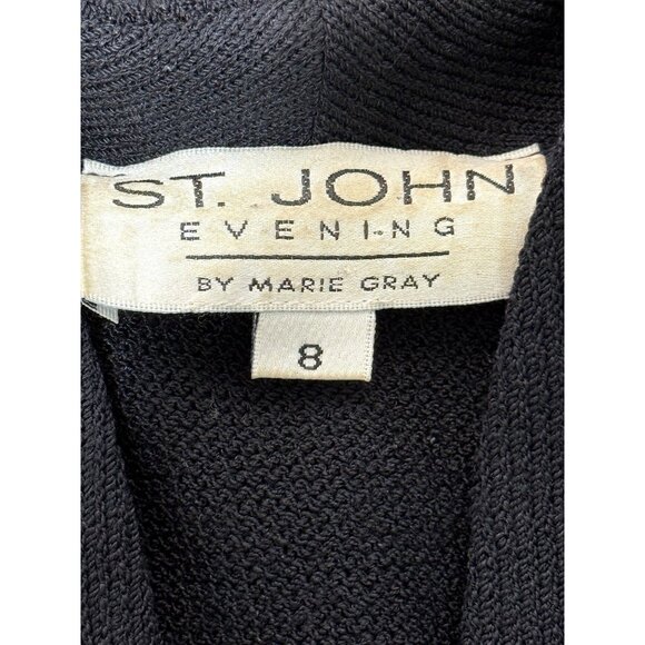 St. John Evening Marie Gray Jacket Santana Knit Black Sequin Zip Size 8 - READ - Picture 4 of 9